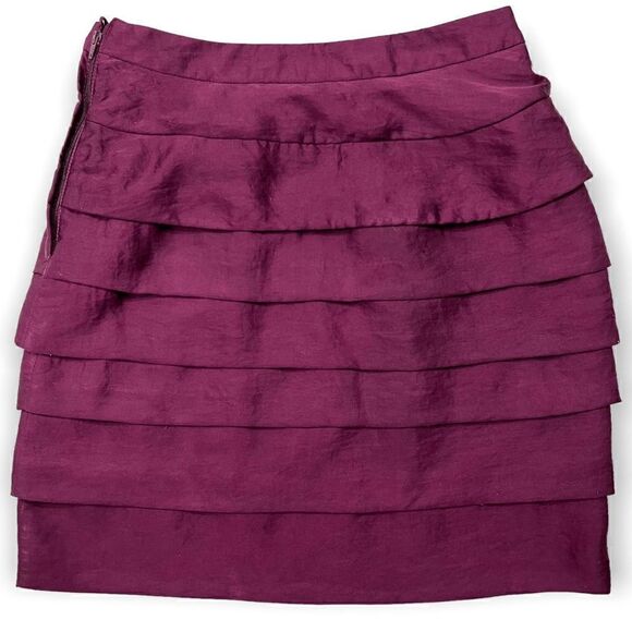 H&M Ruffle Mini Skirt Purple Satin Size 2 - Picture 2 of 8